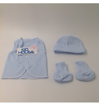 Set de ropa UCI para bebé prematuro azul puntos