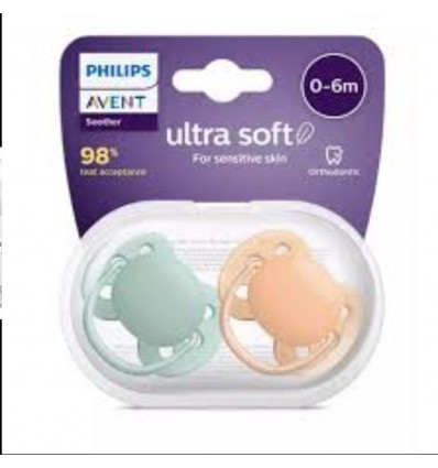 Chupos de entretencion avent ultra soft de 0-6 meses