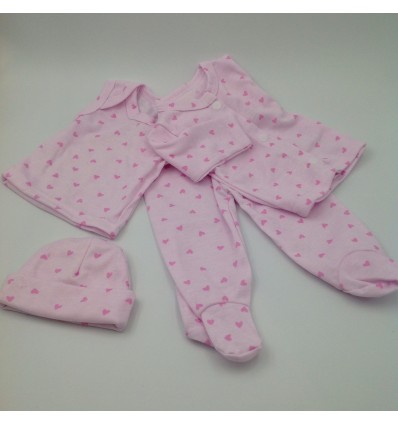 Conjunto de ropa para bebé prematuro corazones