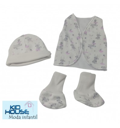 Set de ropa UCI para bebé prematuro conejo