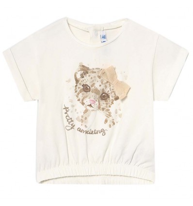 Camiseta para bebé niña - Crudo- Leoparda